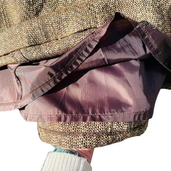 Oscar de la Renta Skirt Estilo Side Zip Gold Multicolor Fleck Tweed Lined SZ 8 - Picture 7 of 13